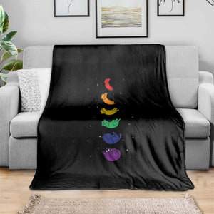 Funny Purride Cats In Space Rainbow Throw Blanket LGBQT Pride Feline Space