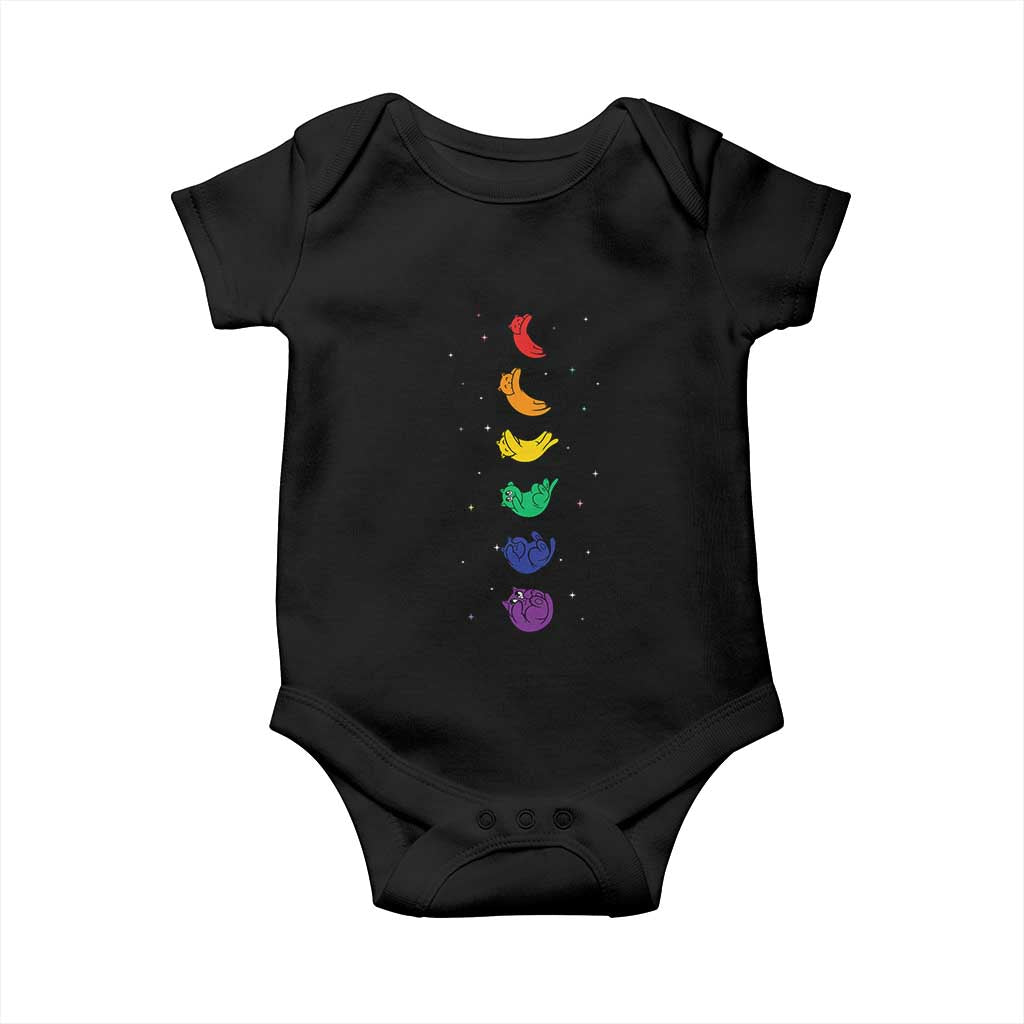 Funny Purride Cats In Space Rainbow Baby Onesie LGBQT Pride Feline Space TS12 Black Print Your Wear