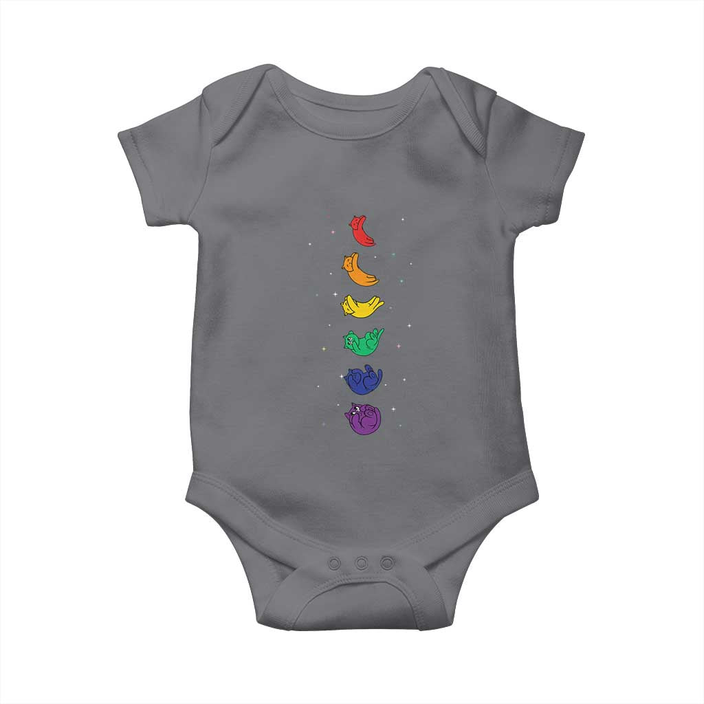 Funny Purride Cats In Space Rainbow Baby Onesie LGBQT Pride Feline Space TS12 Charcoal Print Your Wear