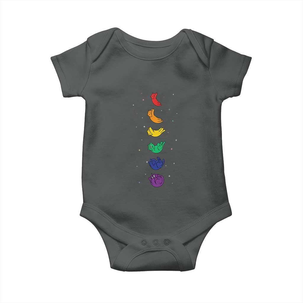 Funny Purride Cats In Space Rainbow Baby Onesie LGBQT Pride Feline Space TS12 Dark Heather Print Your Wear