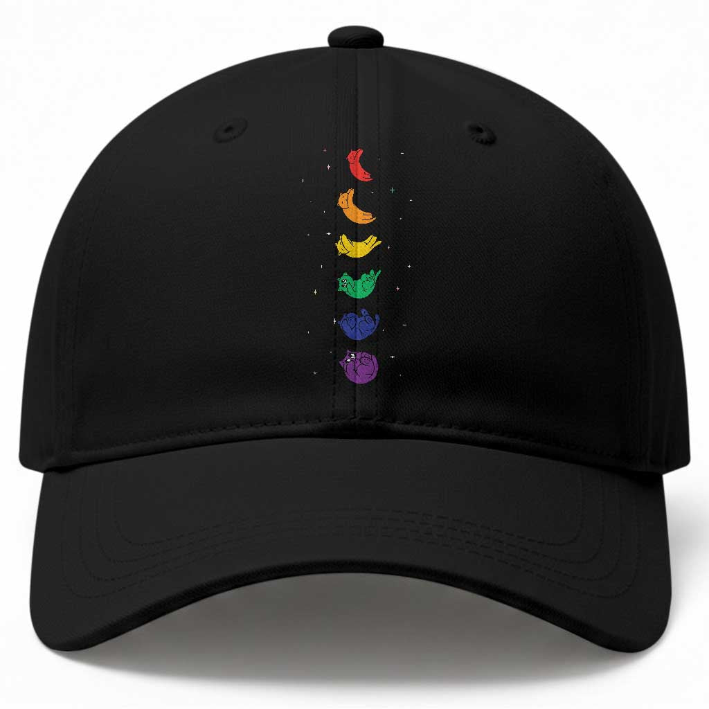 Funny Purride Cats In Space Rainbow Baseball Cap LGBQT Pride Feline Space TS12 Print Your Wear