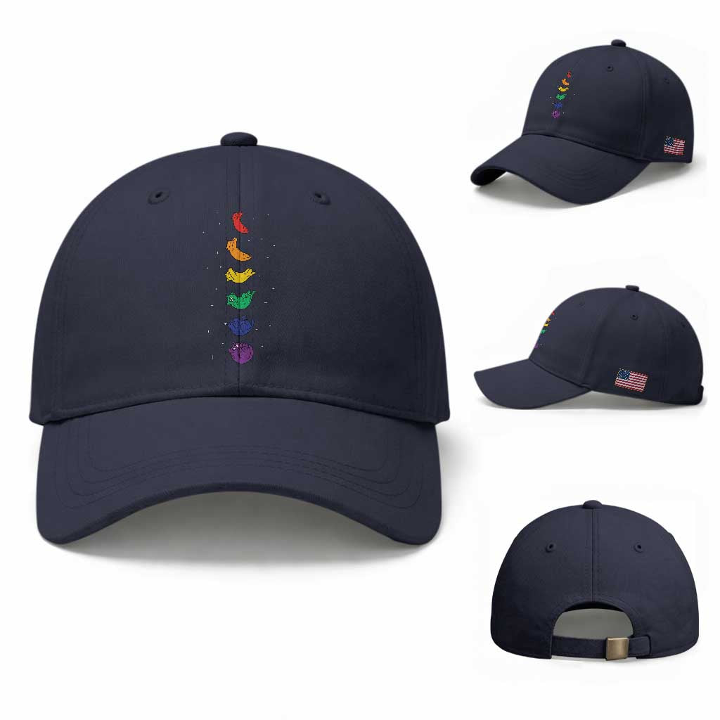 Funny Purride Cats In Space Rainbow Baseball Cap LGBQT Pride Feline Space TS12 Baseball Cap Universal Fit Navy Print Your Wear