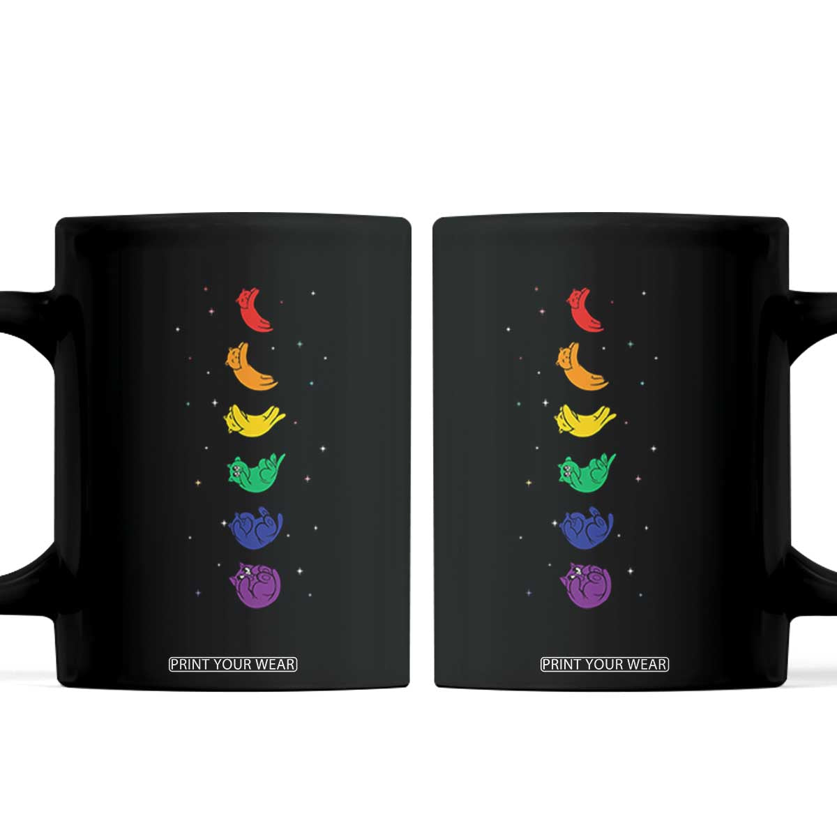 Funny Purride Cats In Space Rainbow Coffee Mug LGBQT Pride Feline Space