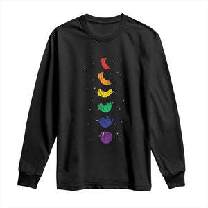 Funny Purride Cats In Space Rainbow Long Sleeve Shirt LGBQT Pride Feline Space