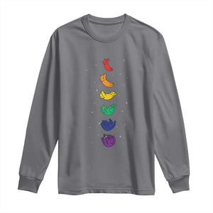 Funny Purride Cats In Space Rainbow Long Sleeve Shirt LGBQT Pride Feline Space