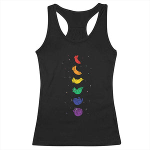Funny Purride Cats In Space Rainbow Racerback Tank Top LGBQT Pride Feline Space