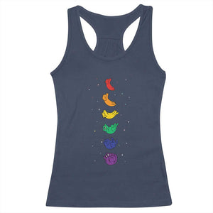 Funny Purride Cats In Space Rainbow Racerback Tank Top LGBQT Pride Feline Space