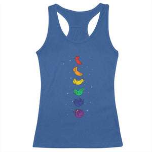 Funny Purride Cats In Space Rainbow Racerback Tank Top LGBQT Pride Feline Space