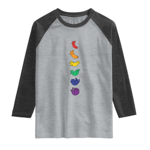 Funny Purride Cats In Space Rainbow Raglan Shirt LGBQT Pride Feline Space TS12 Heather Gray Heather Charcoal Print Your Wear
