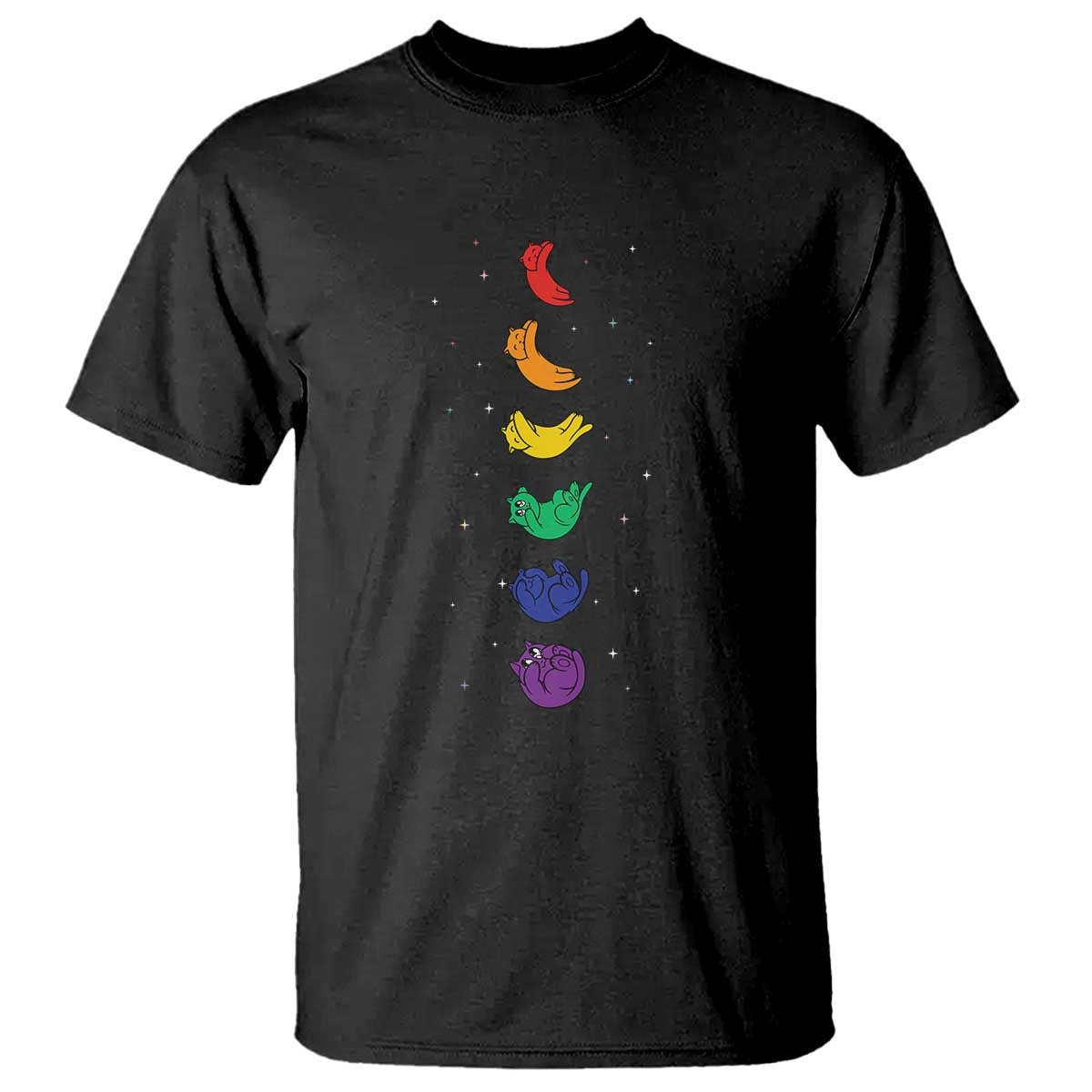 Funny Purride Cats In Space Rainbow T Shirt LGBQT Pride Feline Space