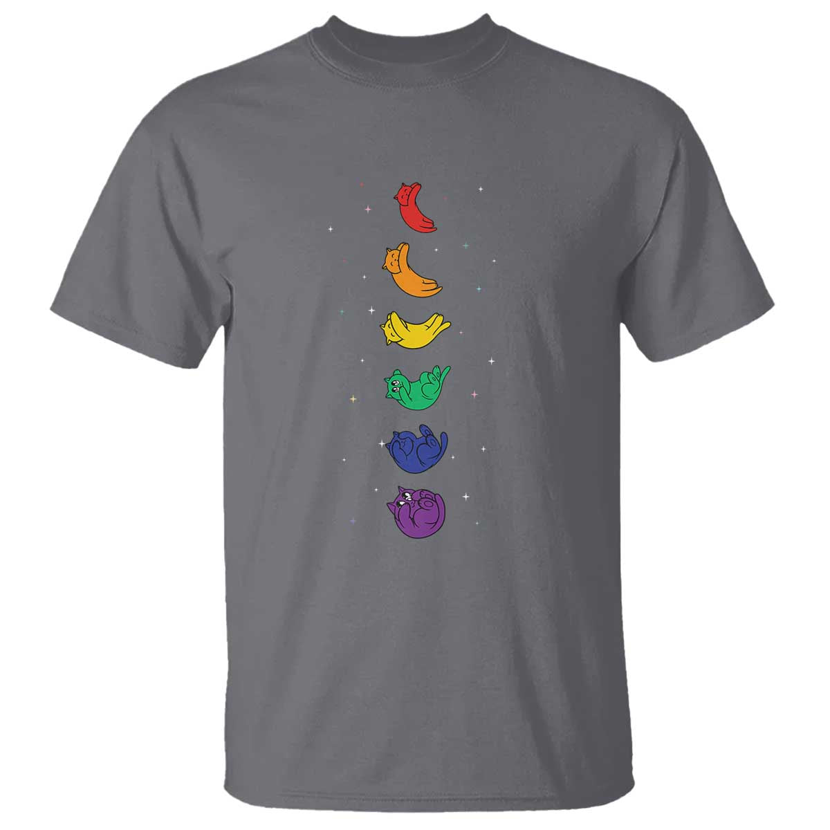 Funny Purride Cats In Space Rainbow T Shirt LGBQT Pride Feline Space