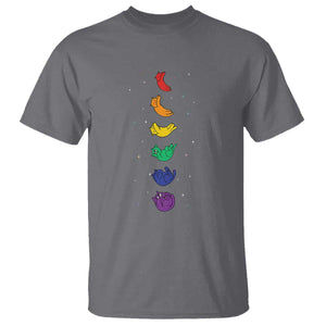 Funny Purride Cats In Space Rainbow T Shirt LGBQT Pride Feline Space