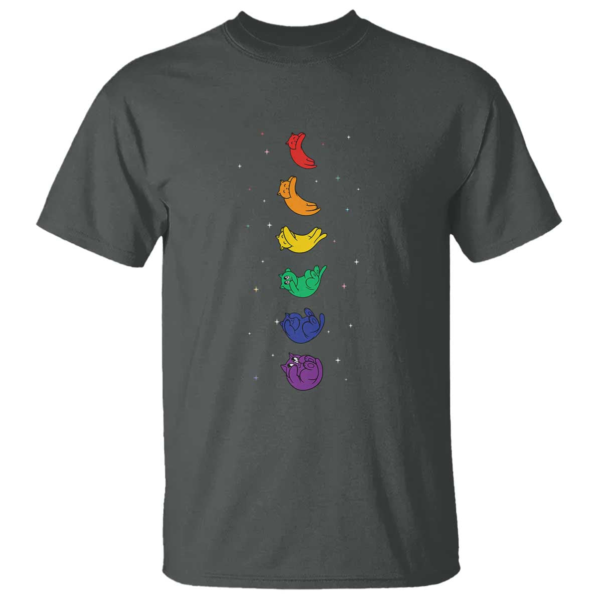Funny Purride Cats In Space Rainbow T Shirt LGBQT Pride Feline Space