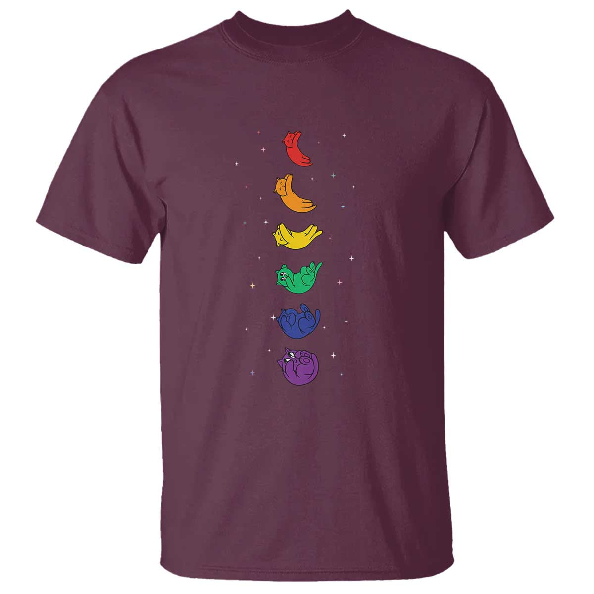 Funny Purride Cats In Space Rainbow T Shirt LGBQT Pride Feline Space