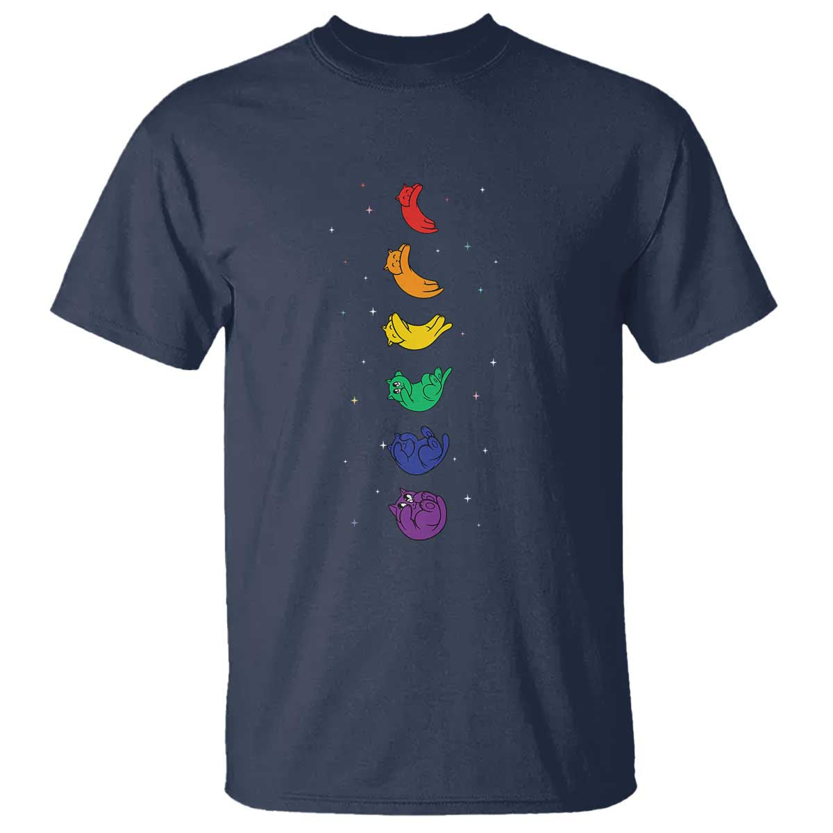 Funny Purride Cats In Space Rainbow T Shirt LGBQT Pride Feline Space