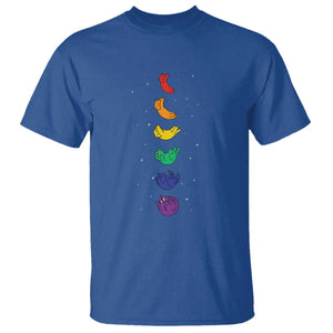 Funny Purride Cats In Space Rainbow T Shirt LGBQT Pride Feline Space