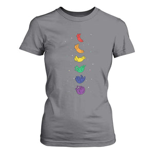 Funny Purride Cats In Space Rainbow T Shirt For Women LGBQT Pride Feline Space TS12 Charcoal Print Your Wear