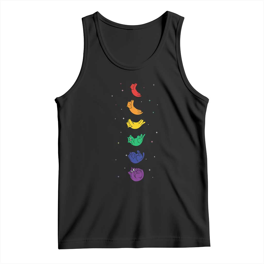 Funny Purride Cats In Space Rainbow Tank Top LGBQT Pride Feline Space TS12 Black Print Your Wear