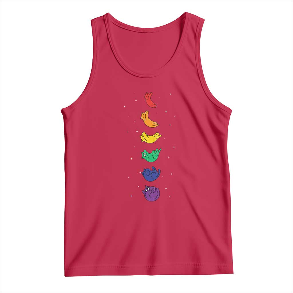 Funny Purride Cats In Space Rainbow Tank Top LGBQT Pride Feline Space TS12 Red Print Your Wear