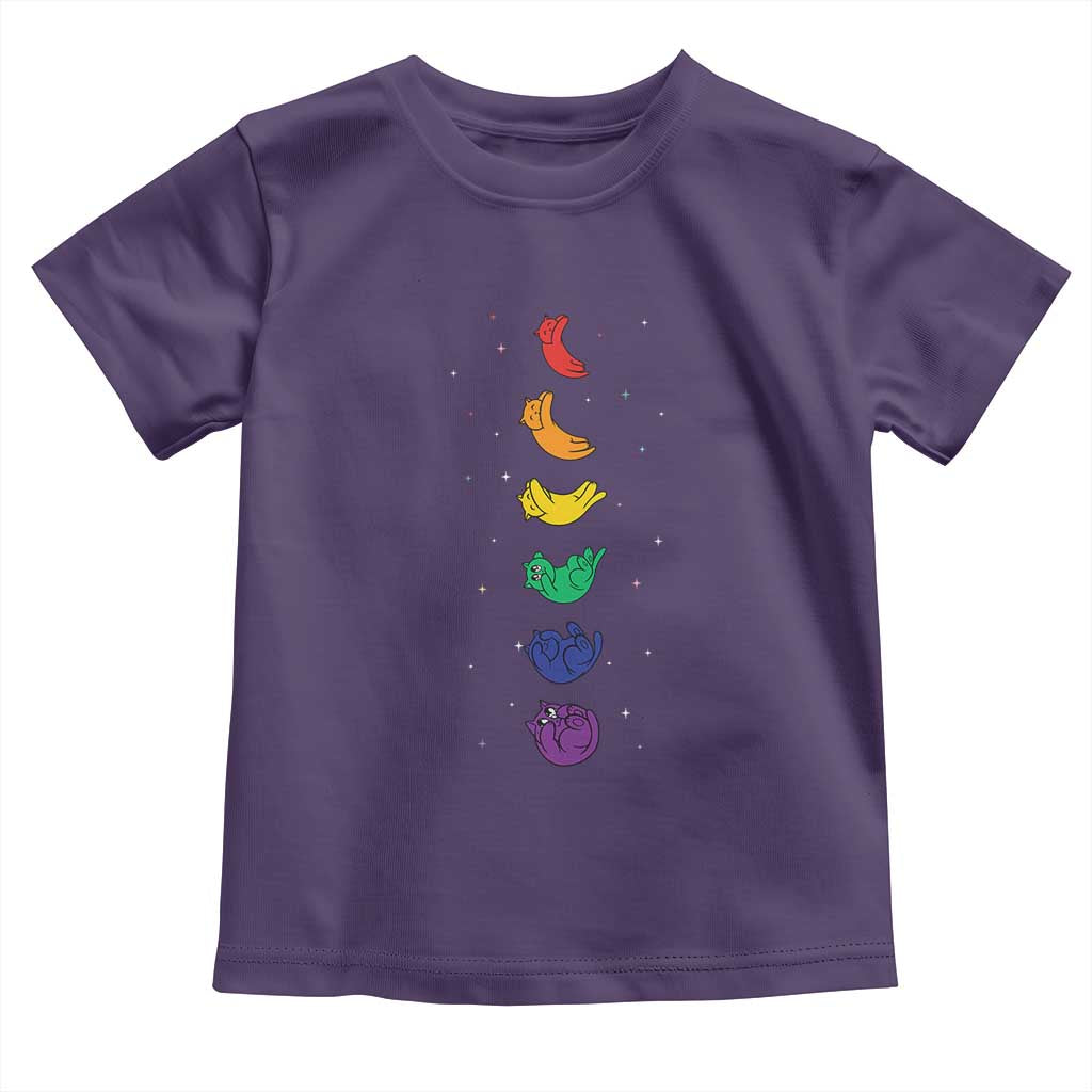 Funny Purride Cats In Space Rainbow Toddler T Shirt LGBQT Pride Feline Space TS12 Purple Print Your Wear