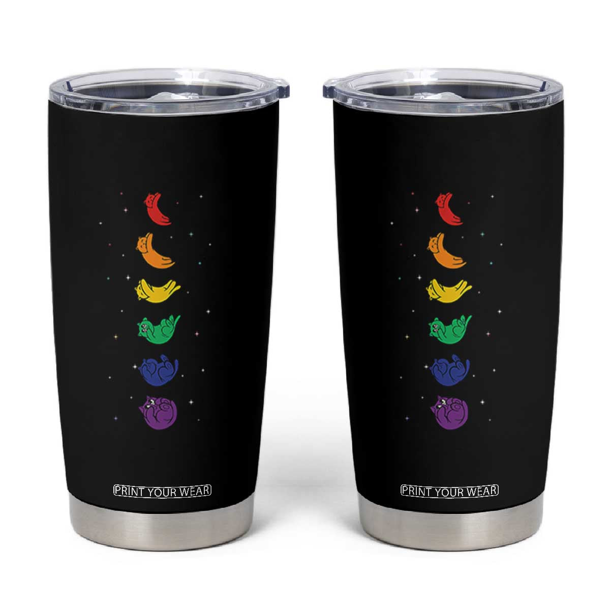 Funny Purride Cats In Space Rainbow Tumbler Cup LGBQT Pride Feline Space