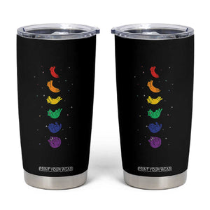 Funny Purride Cats In Space Rainbow Tumbler Cup LGBQT Pride Feline Space