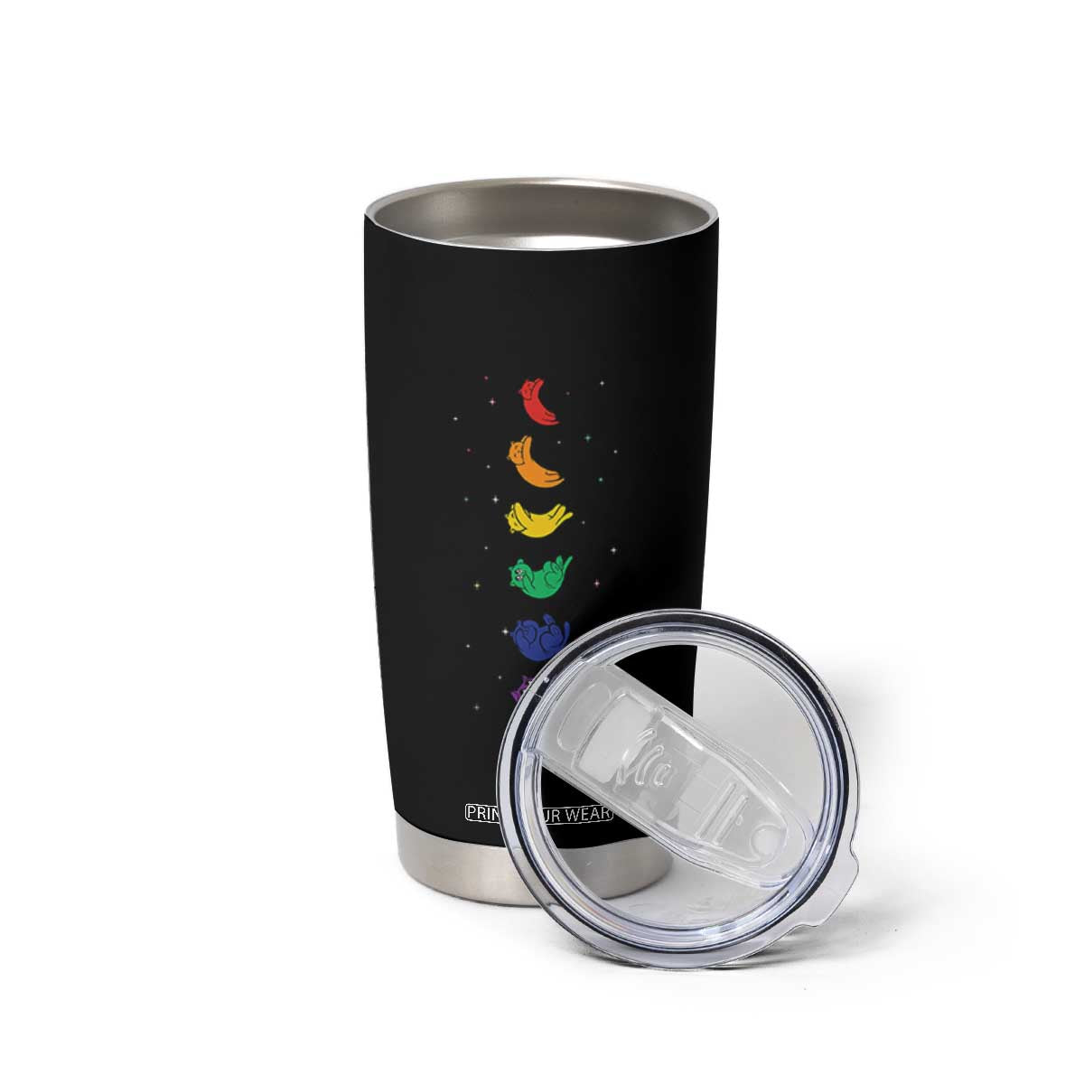 Funny Purride Cats In Space Rainbow Tumbler Cup LGBQT Pride Feline Space