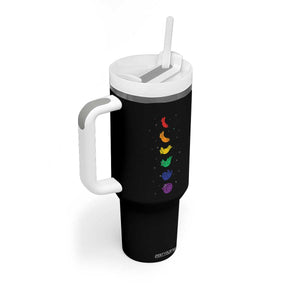 Funny Purride Cats In Space Rainbow Tumbler With Handle LGBQT Pride Feline Space TS12 Print Your Wear