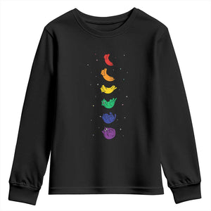 Funny Purride Cats In Space Rainbow Youth Sweatshirt LGBQT Pride Feline Space
