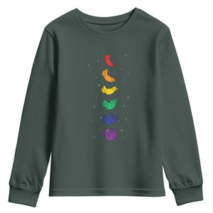 Funny Purride Cats In Space Rainbow Youth Sweatshirt LGBQT Pride Feline Space