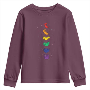 Funny Purride Cats In Space Rainbow Youth Sweatshirt LGBQT Pride Feline Space