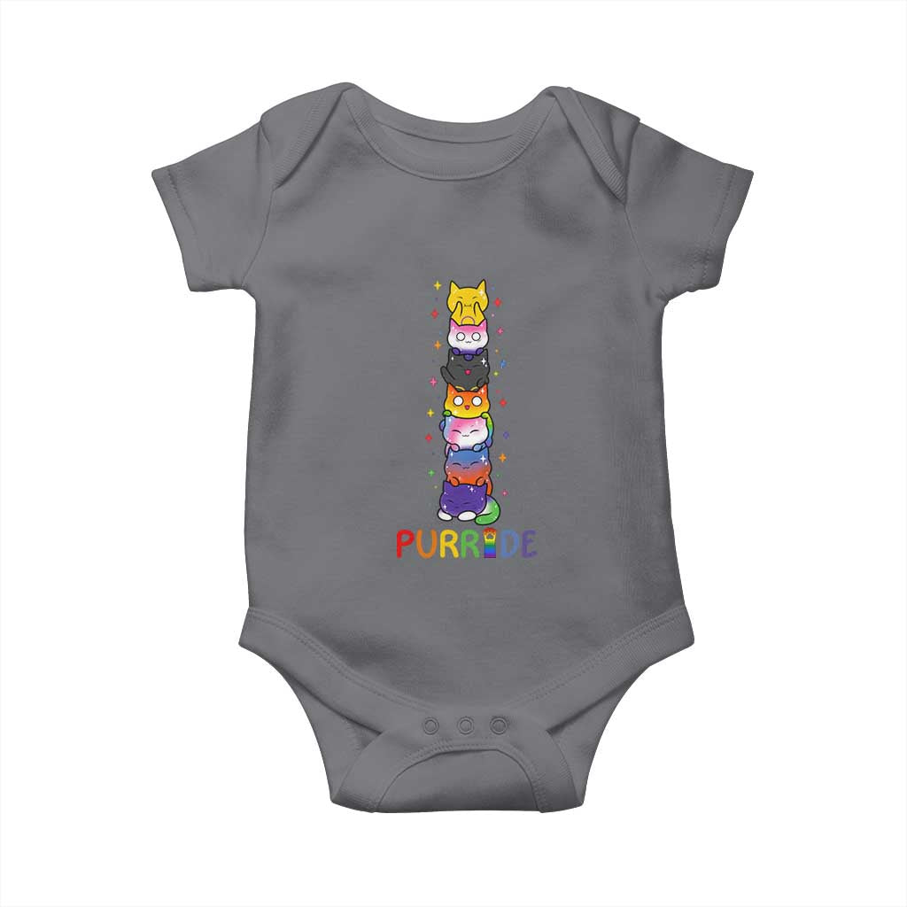 Funny Purride Stacked Cats Pride Baby Onesie Cute LGBTQ Cat Lover TS12 Charcoal Print Your Wear