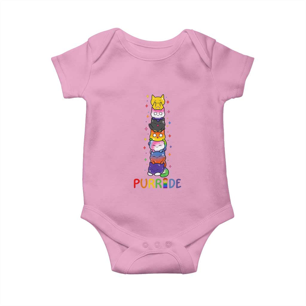 Funny Purride Stacked Cats Pride Baby Onesie Cute LGBTQ Cat Lover TS12 Light Pink Print Your Wear