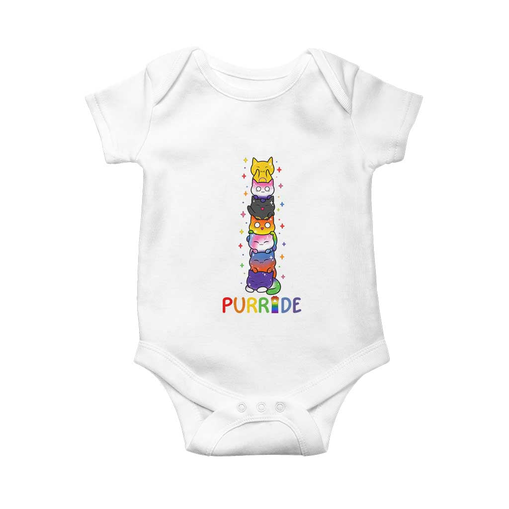 Funny Purride Stacked Cats Pride Baby Onesie Cute LGBTQ Cat Lover TS12 White Print Your Wear