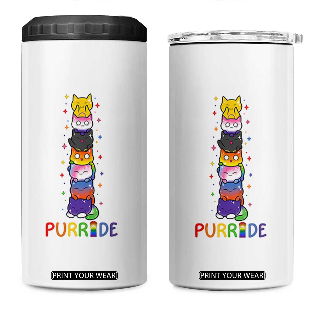 Funny Purride Stacked Cats Pride 4 in 1 Can Cooler Tumbler Cute LGBTQ Cat Lover TS12 One Size: 16 oz White Print Your Wear