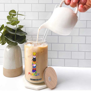 Funny Purride Stacked Cats Pride Glass Can Cute LGBTQ Cat Lover