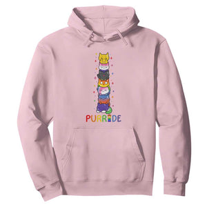 Funny Purride Stacked Cats Pride Hoodie Cute LGBTQ Cat Lover TS12 Light Pink Print Your Wear