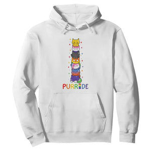 Funny Purride Stacked Cats Pride Hoodie Cute LGBTQ Cat Lover TS12 White Print Your Wear