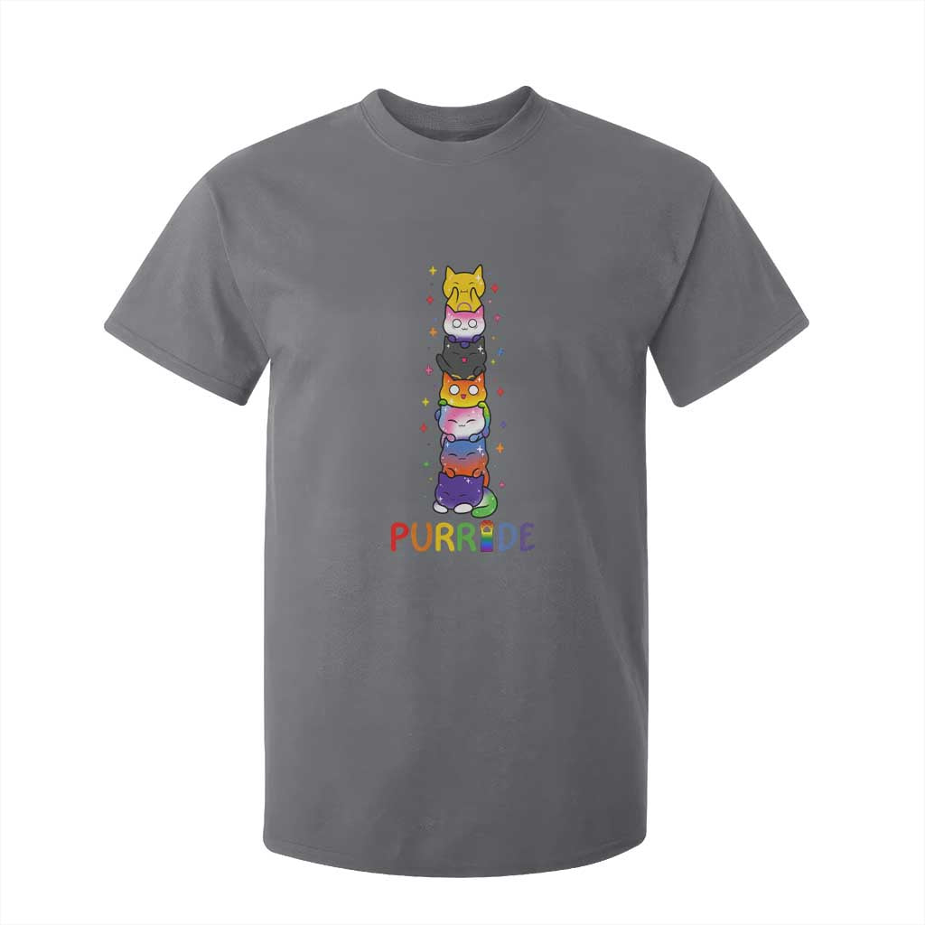 Funny Purride Stacked Cats Pride T Shirt For Kid Cute LGBTQ Cat Lover