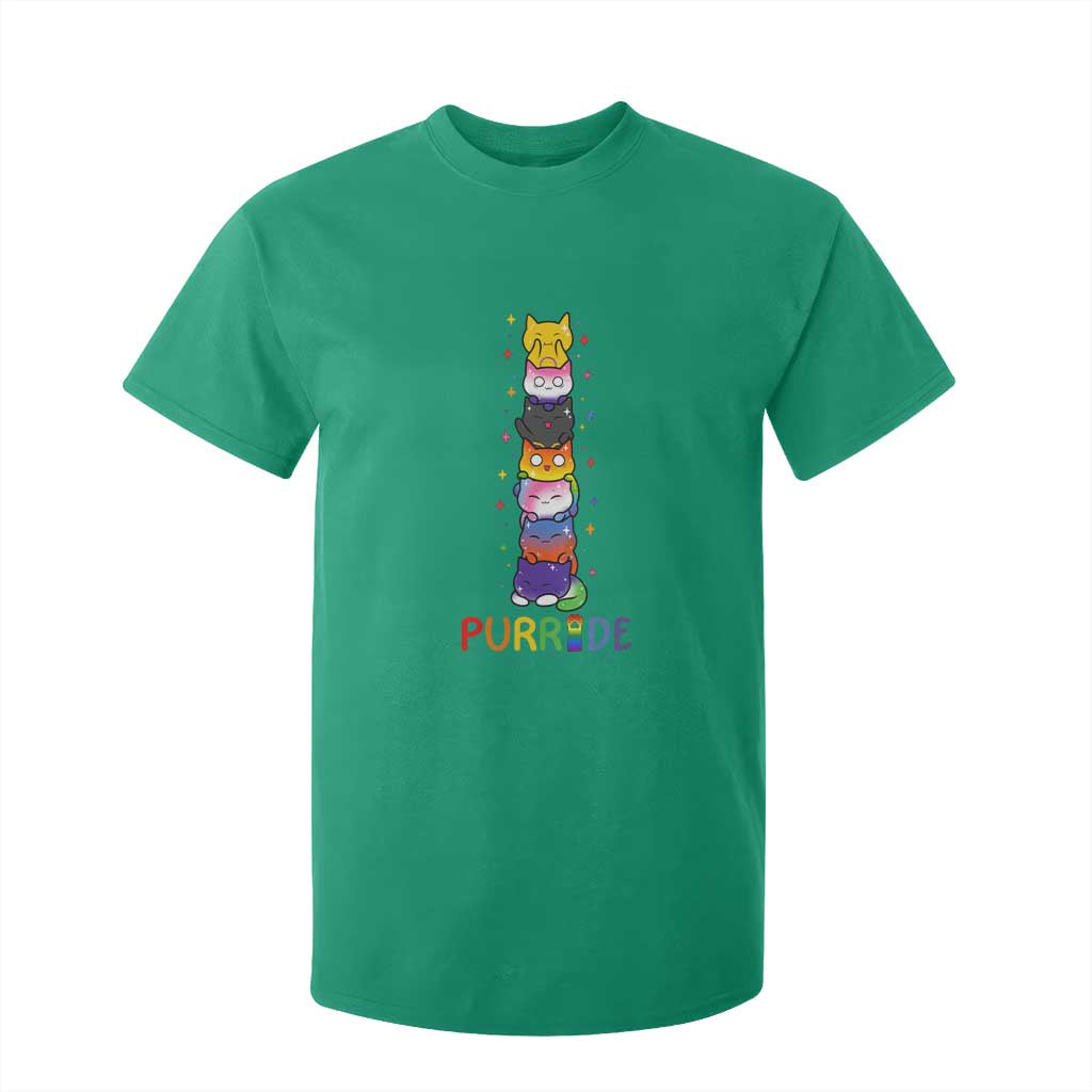 Funny Purride Stacked Cats Pride T Shirt For Kid Cute LGBTQ Cat Lover