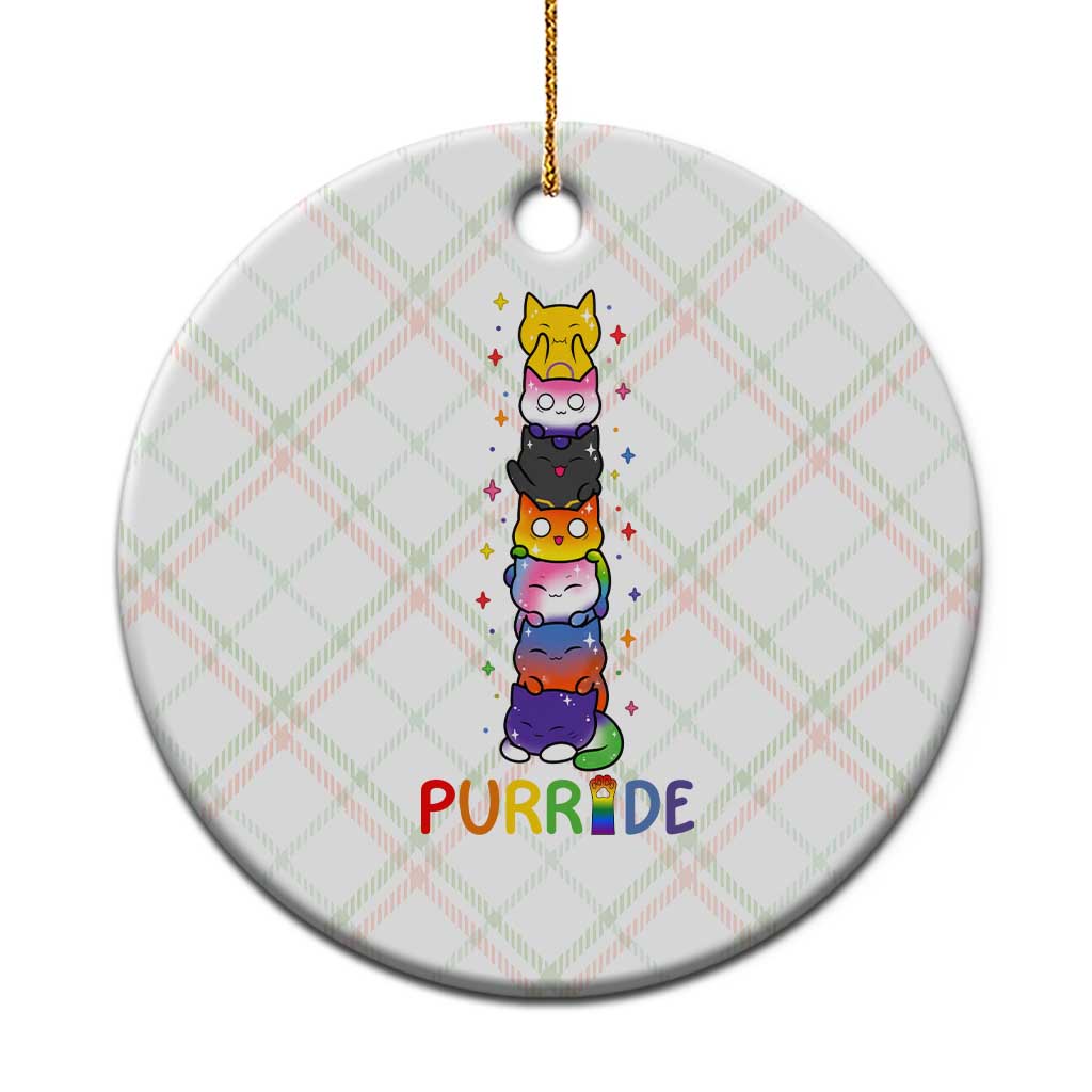 Funny Purride Stacked Cats Pride Ceramic Ornament Cute LGBTQ Cat Lover