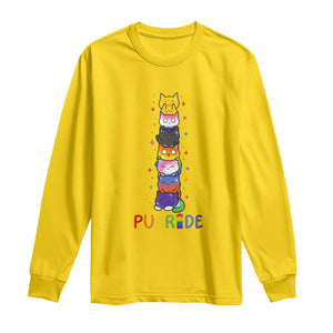Funny Purride Stacked Cats Pride Long Sleeve Shirt Cute LGBTQ Cat Lover