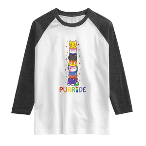 Funny Purride Stacked Cats Pride Raglan Shirt Cute LGBTQ Cat Lover TS12 White Heather Charcoal Print Your Wear