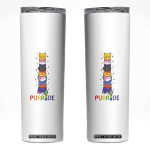 Funny Purride Stacked Cats Pride Skinny Tumbler Cute LGBTQ Cat Lover TS12 White Print Your Wear