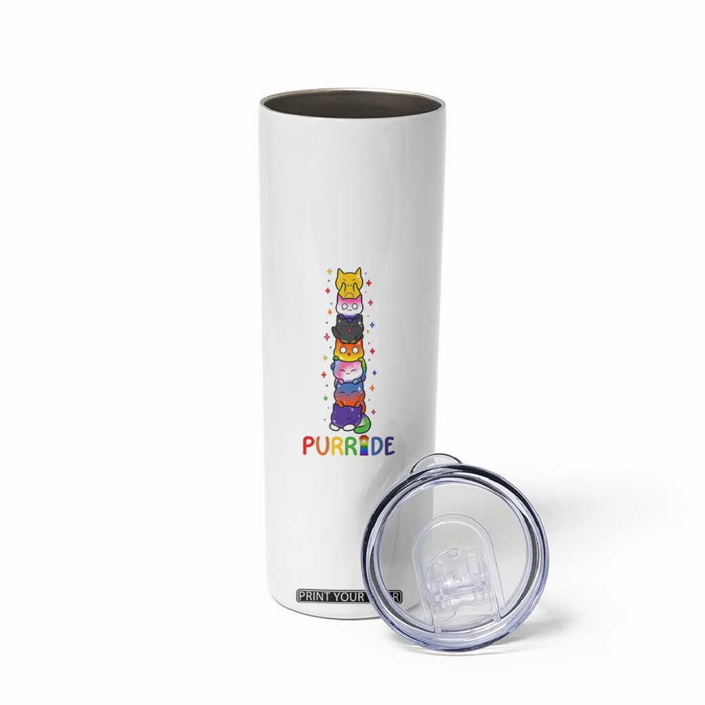 Funny Purride Stacked Cats Pride Skinny Tumbler Cute LGBTQ Cat Lover TS12 Print Your Wear