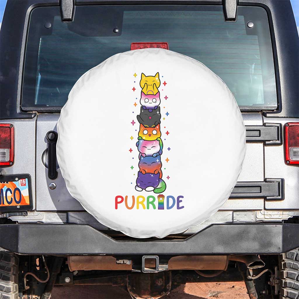 Funny Purride Stacked Cats Pride Spare Tire Cover Cute LGBTQ Cat Lover