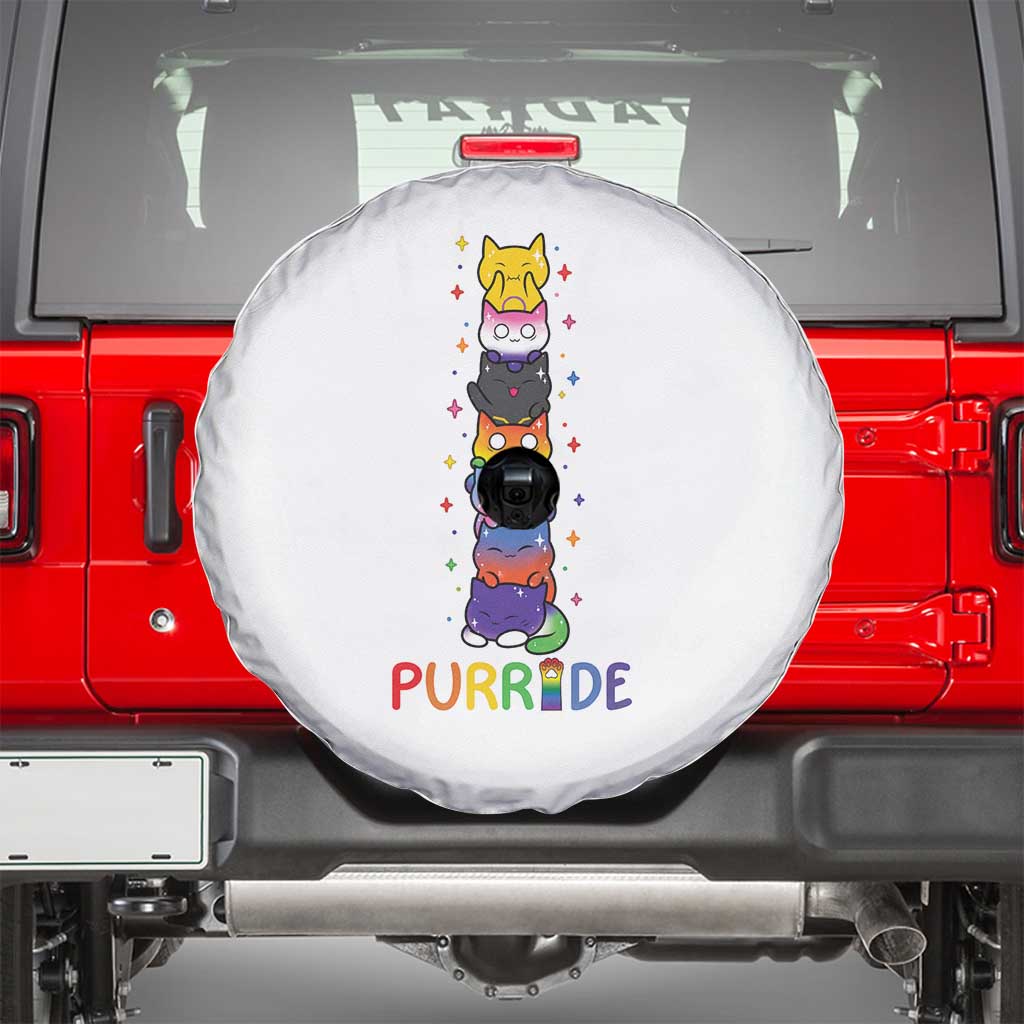 Funny Purride Stacked Cats Pride Spare Tire Cover Cute LGBTQ Cat Lover