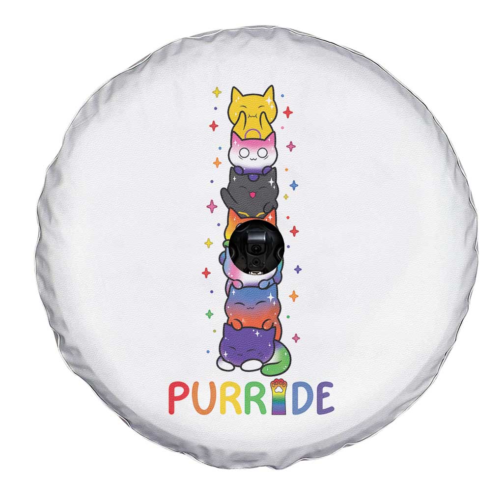 Funny Purride Stacked Cats Pride Spare Tire Cover Cute LGBTQ Cat Lover