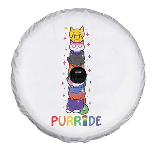 Funny Purride Stacked Cats Pride Spare Tire Cover Cute LGBTQ Cat Lover