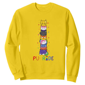 Funny Purride Stacked Cats Pride Sweatshirt Cute LGBTQ Cat Lover